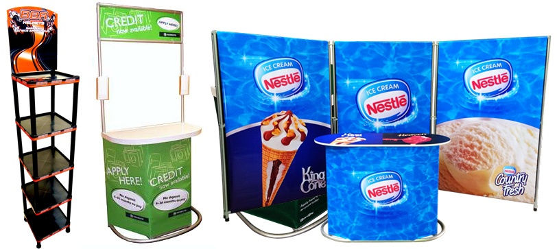 Eventing and demo tables with full colour graphics. Excellent for sales promtion in malls and shopping centres