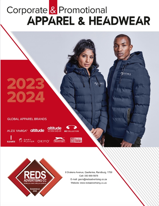 T-shirts, lounge shirts, golf shirts, workwear, caps, hats, beanies etc.