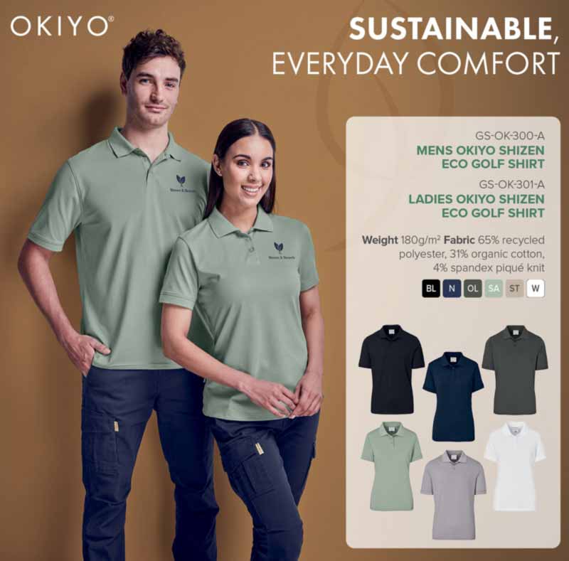 Mens and Ladies Okiyo Shizen Eco Golf Shirt